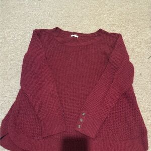 Maurices Deep Red Sweater with Button Accents